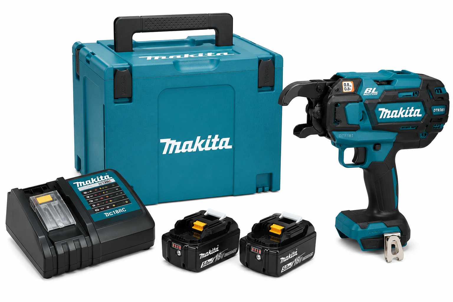 Makita DTR181RTJ 18V LXT Akku-Bewehrungsbindegerät | 2x 5,0 Ah Akkus | Schnellladegerät | Makpac